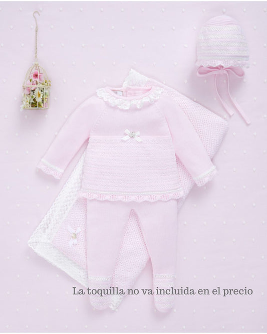 Conjunto ALAIA Jubón, polaina y capota Rosa Tiza - Paz Rodriguez