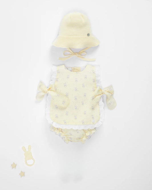 Conjunto ALBOR Blusa, Braga y Gorro Amarillo - Paz Rodriguez