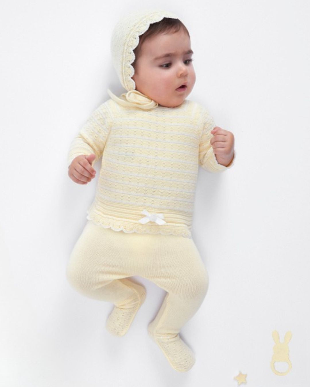 Conjunto ALBOR Jubón, polaina y capota Amarillo - Paz Rodriguez