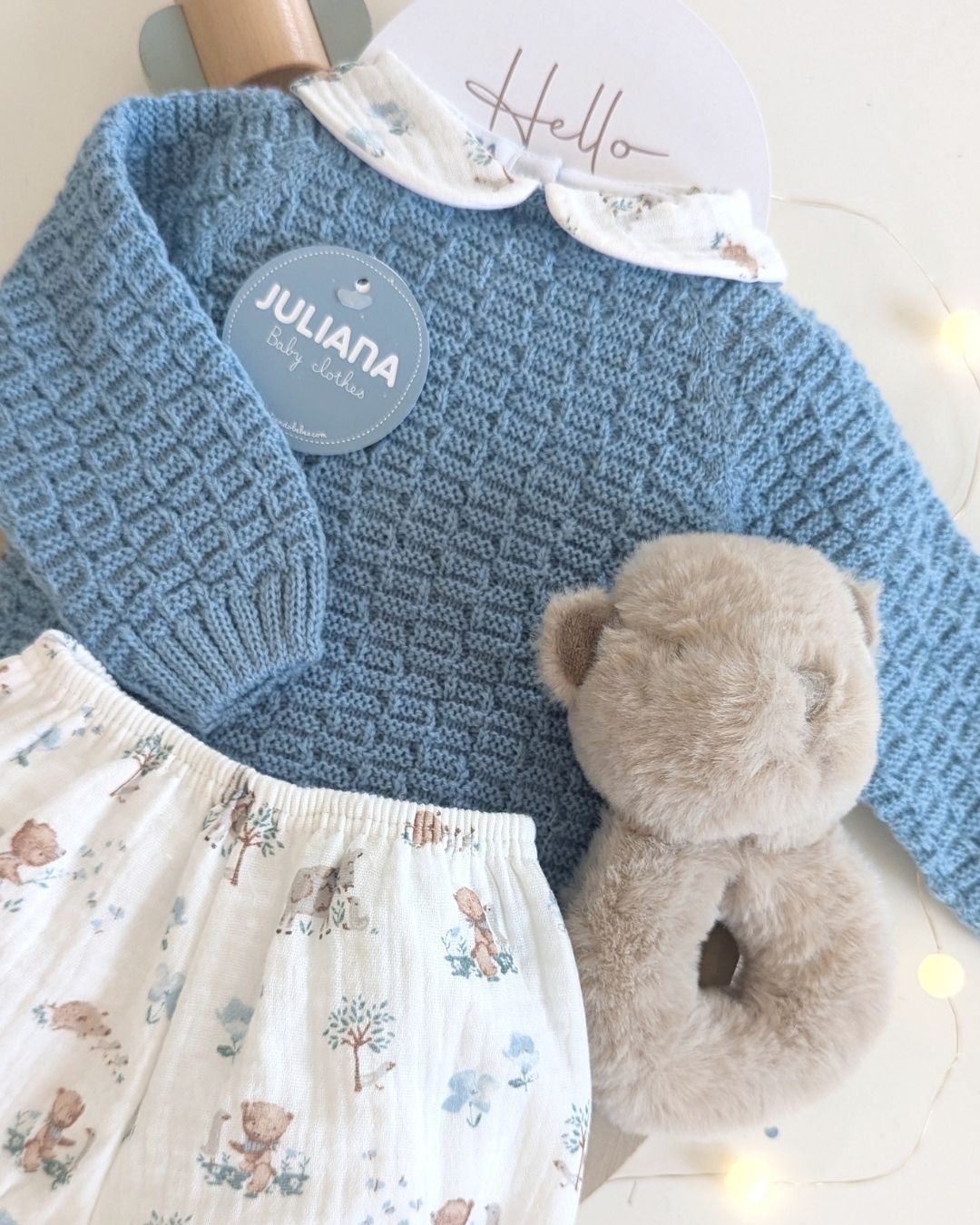 Conjunto Bebé Niño Pantalon Animalitos Azul Nube 25591 - Colección Trazos de Juliana