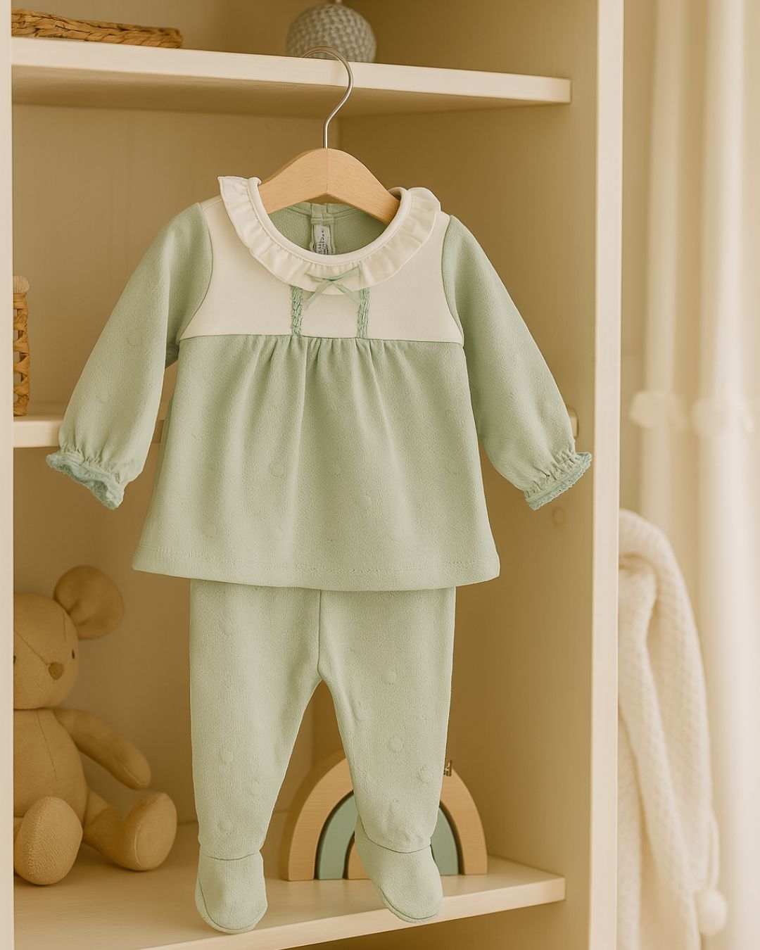 Conjunto Bebe Recien Nacido Polaina Burán Mint - Calamaro