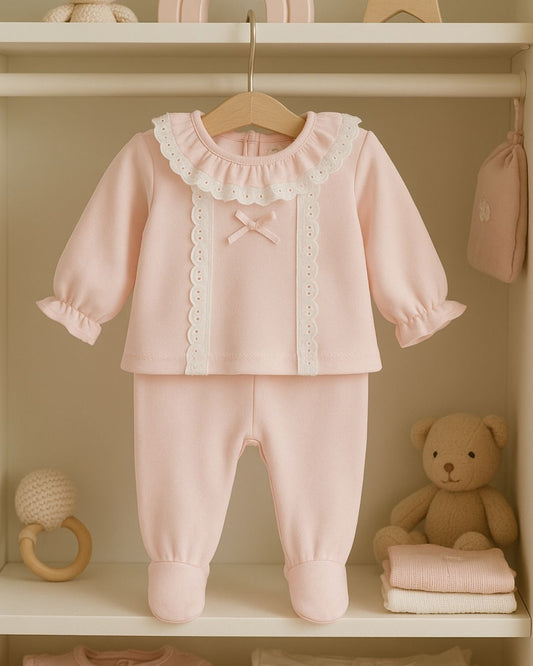 Conjunto Bebe Recien Nacido Polaina Gregal Rosa - Calamaro