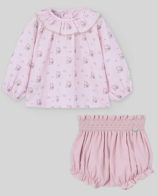 Conjunto Blusa y Cubrepañal Pascua Rosa Palo 106-153113 - Paz Rodriguez