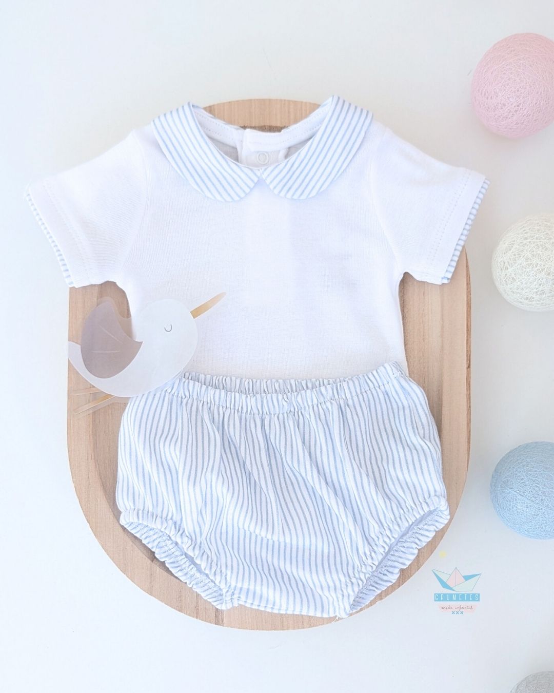 Conjunto Body + Ranita Azul Bordado Mirada - Babidu