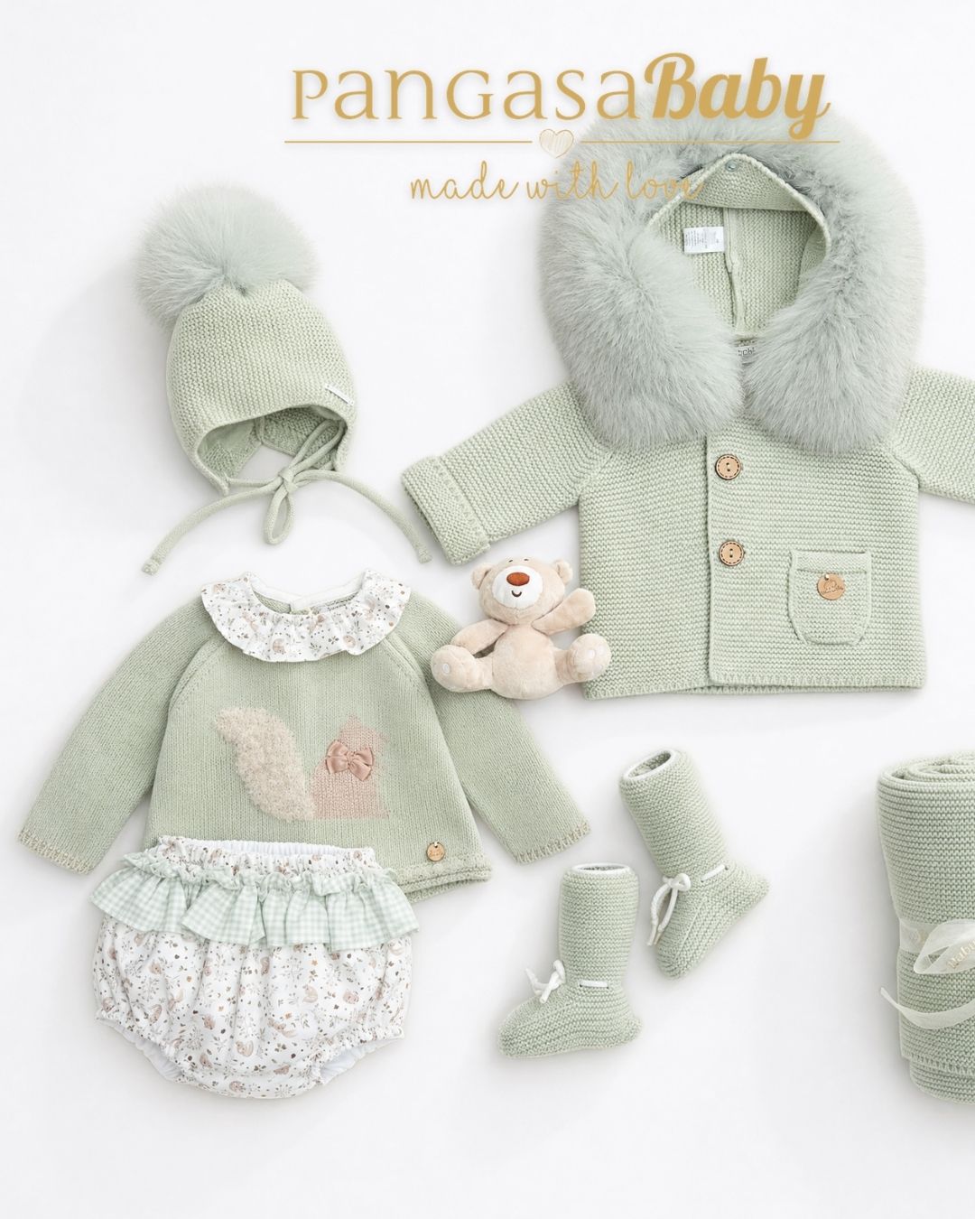 Conjunto Braguita Ardilla Verde Hoja - Ardilla Collection Pangasa Baby