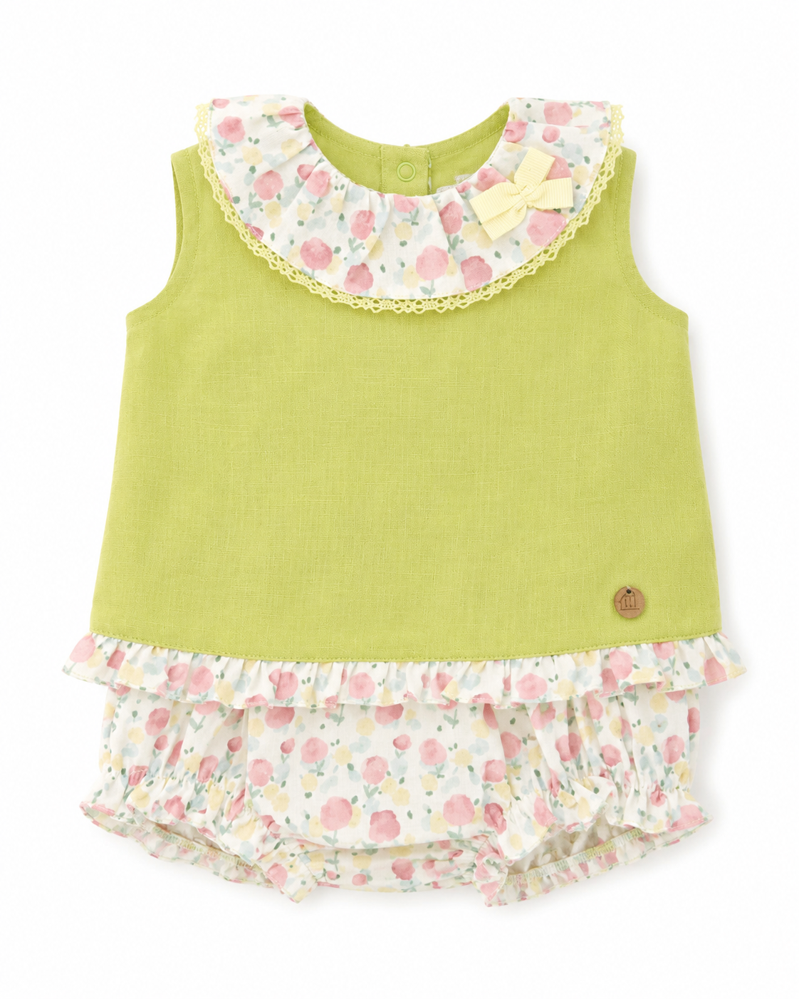 Conjunto Braguita Blusa Flores Pistacho - Pangasa Baby
