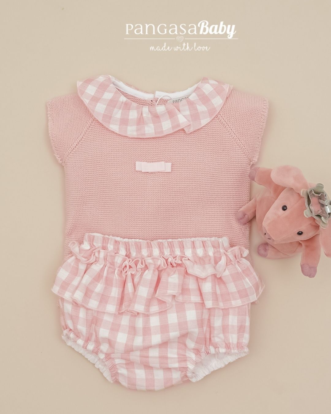 Conjunto Braguita CUADROS Rosa Empolvado 2631310 - Pangasa Baby