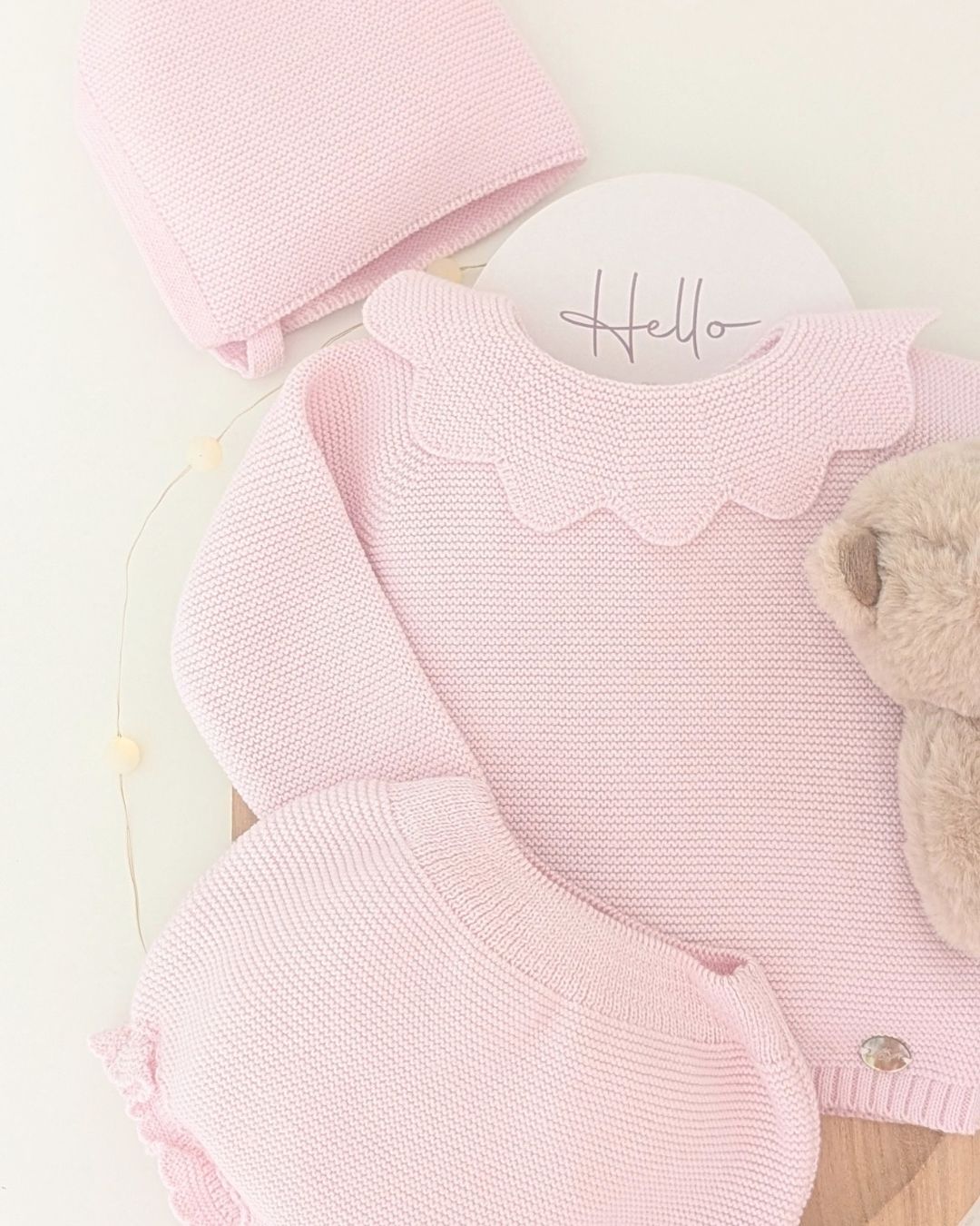Conjunto Braguita Con Capota Riosa Rosa Bebé - Martín Aranda
