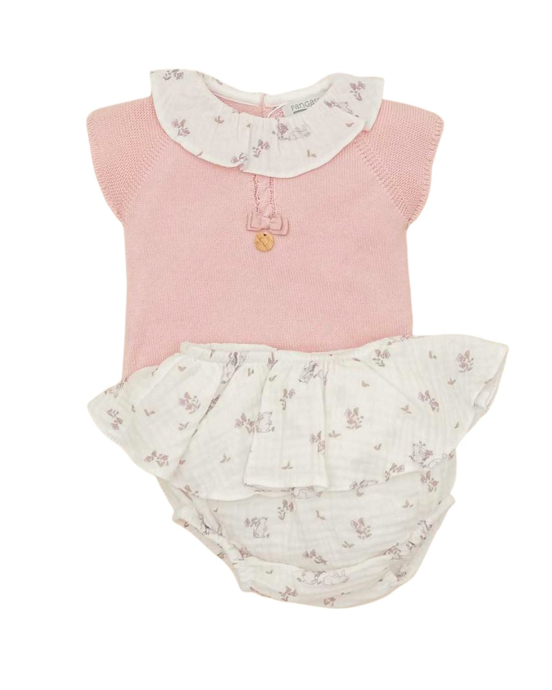 Conjunto Braguita Conejos Rosa Empolvado - Pangasa Baby