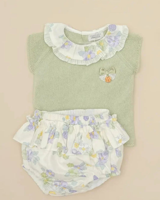 Conjunto Braguita Flores Verde Hoja - Pangasa Baby
