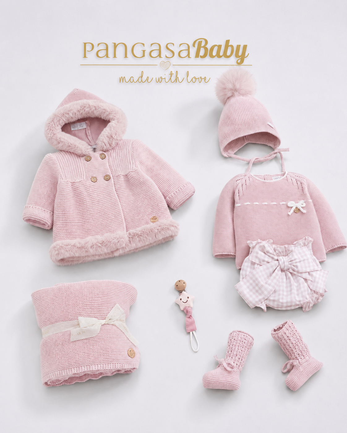 Conjunto Braguita Lazo Rosa Empolvado - Soft Collection Pangasa Baby