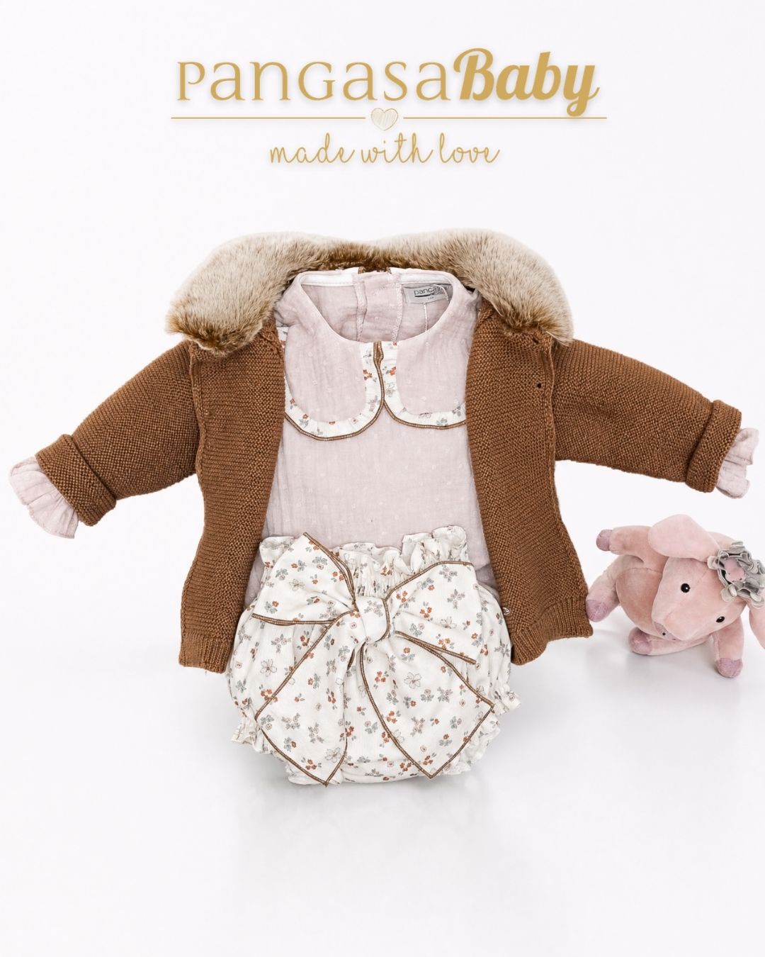 Conjunto Braguita Lazo Rosa Vintage - Vintage Collection Pangasa Baby