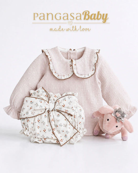 Conjunto Braguita Lazo Rosa Vintage - Vintage Collection Pangasa Baby
