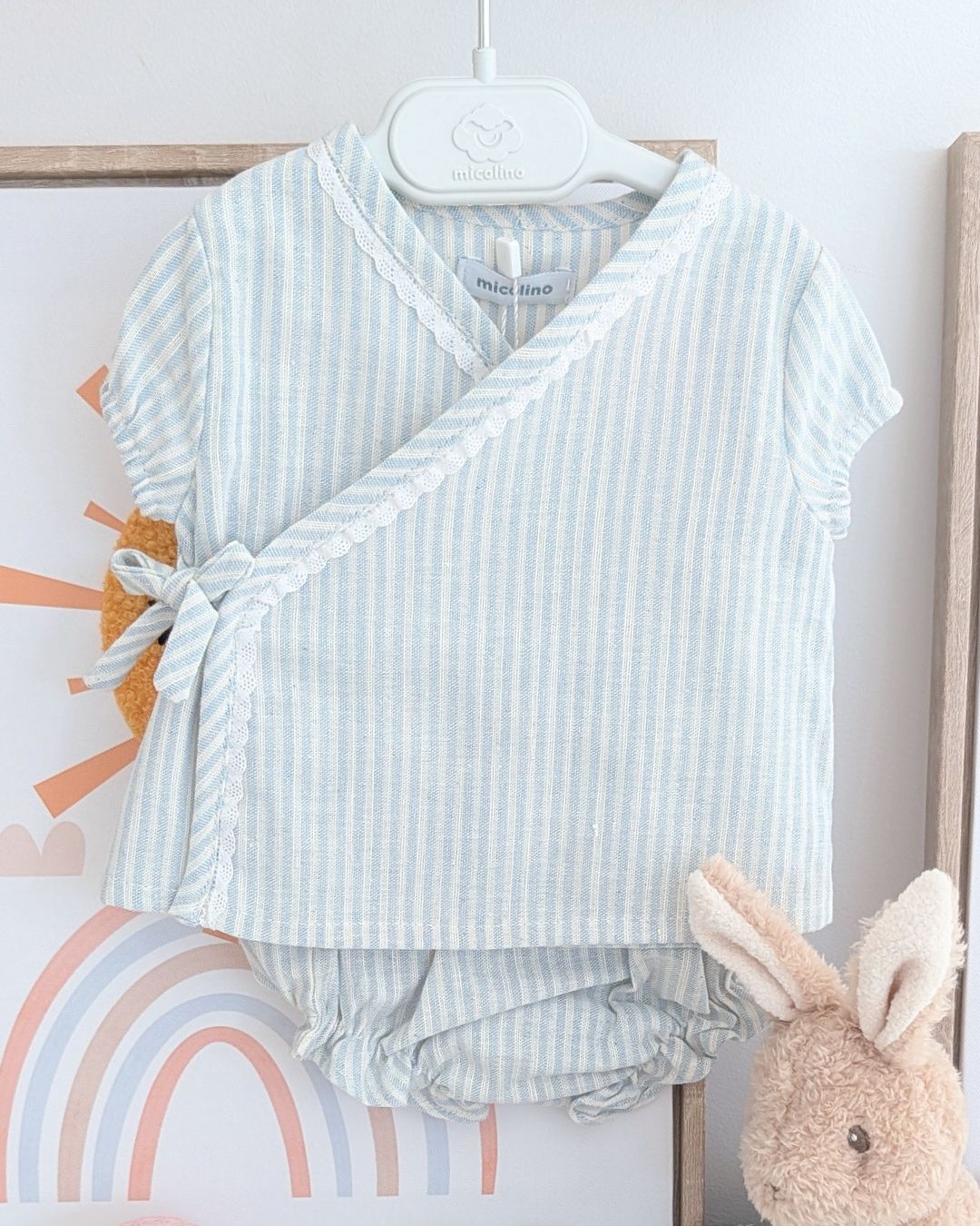 Conjunto Cruzado RAYAS Celeste Empolvado ART.4637 - Micolino