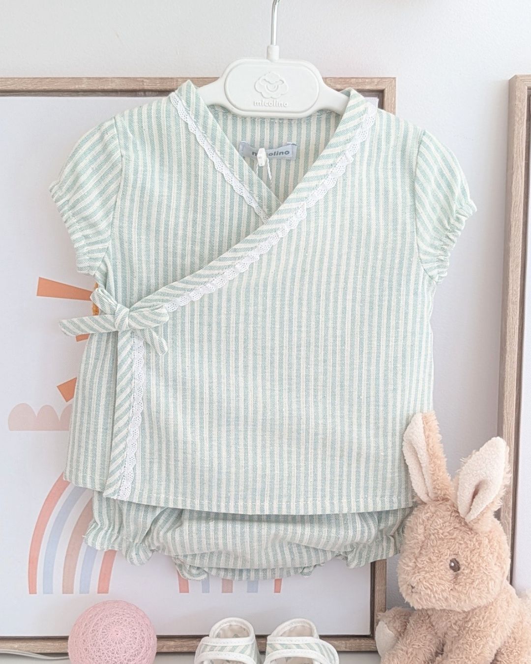 Conjunto Cruzado RAYAS Verde Empolvado ART.4637 - Micolino