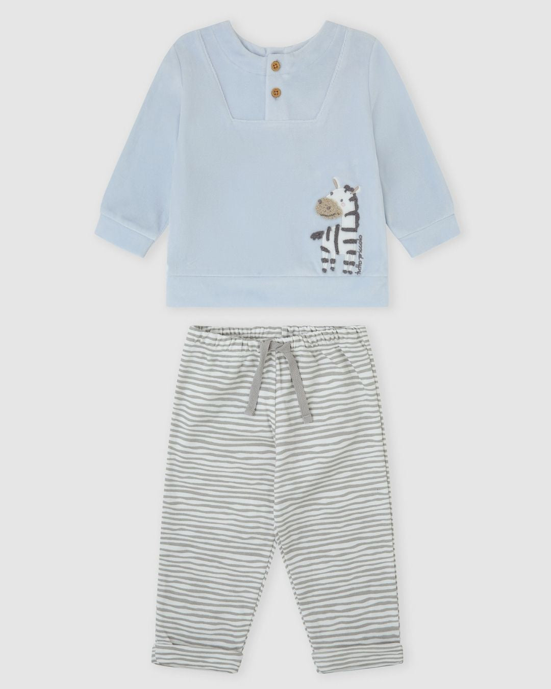 Conjunto Dos Piezas Zebra Celeste - Tutto Piccolo