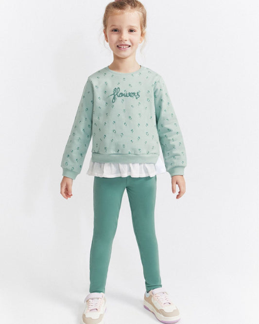 Conjunto Leggins Flowers Verde - Street Monkey 353004