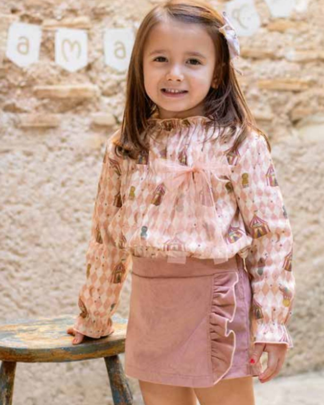 Conjunto Niña Falda Pantalon Mistral Rosa 11194 - Calamaro