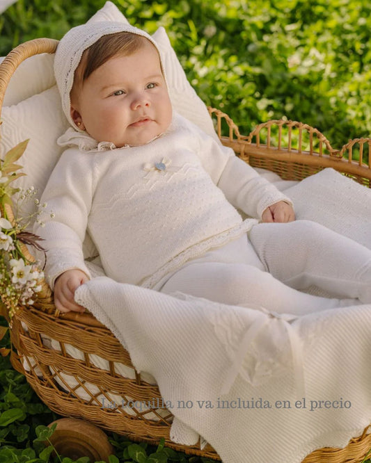 Conjunto PAZ 26 Jubón, polaina y capota Crudo - Paz Rodriguez