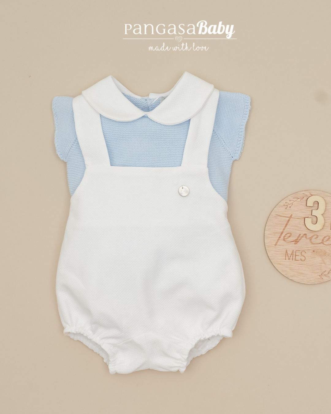 Conjunto Peto PIQUÉ Celeste Bebé 2685110 - Pangasa Baby