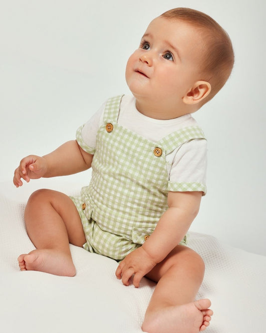 Conjunto Peto Vichy Lima + Camiseta Pantano - Tutto Piccolo