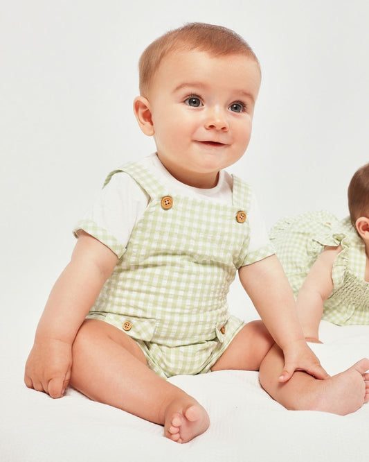 Conjunto Peto Vichy Lima + Camiseta Pantano - Tutto Piccolo