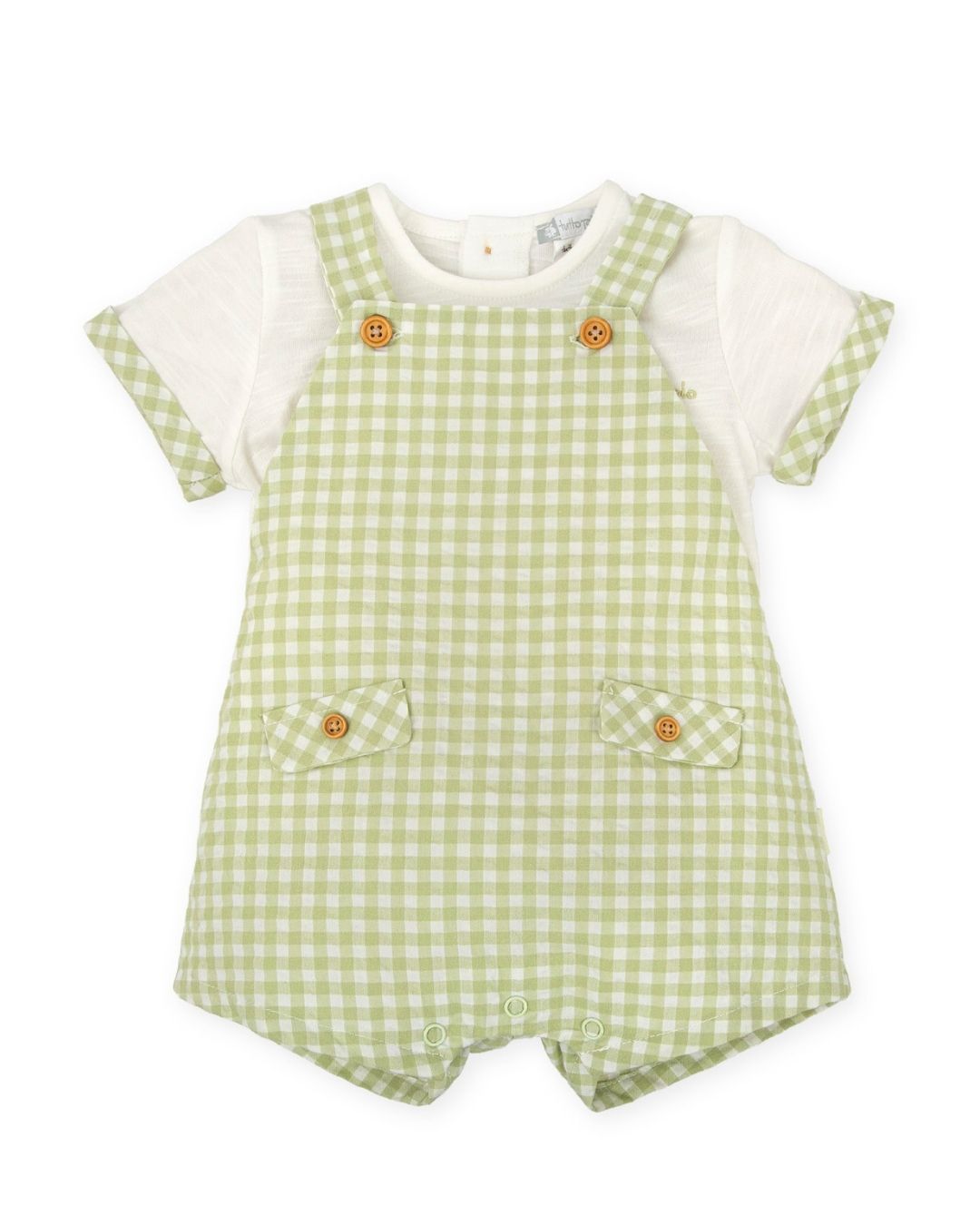 Conjunto Peto Vichy Lima + Camiseta Pantano - Tutto Piccolo