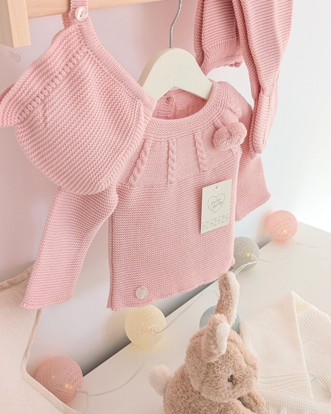 Conjunto Polaina Canesu Trenzas Rosa Dulce