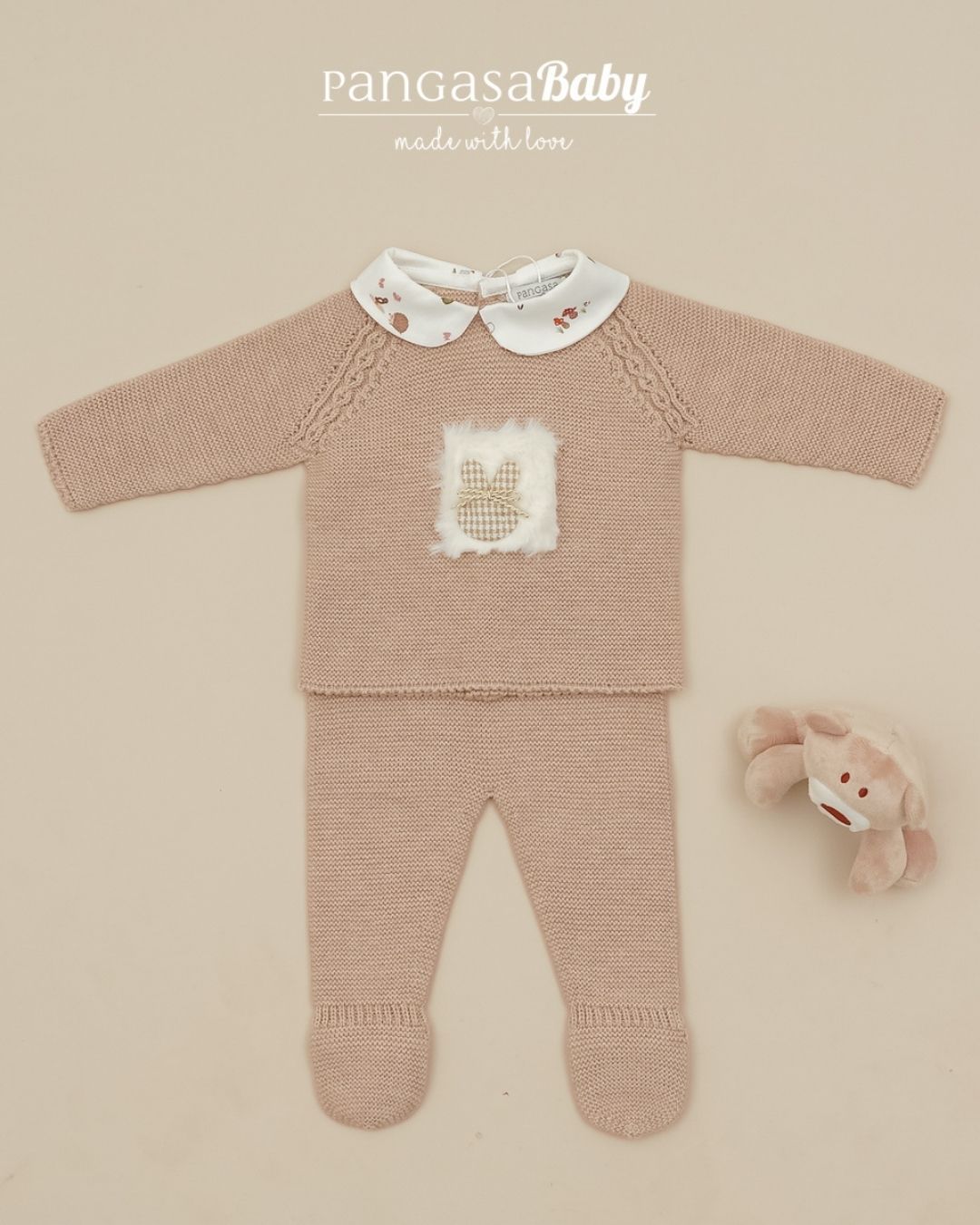 Primera Puesta Cuello Bebé Bambi & Conejo Arena 🦌 Petite Bambi - Pangasa Baby