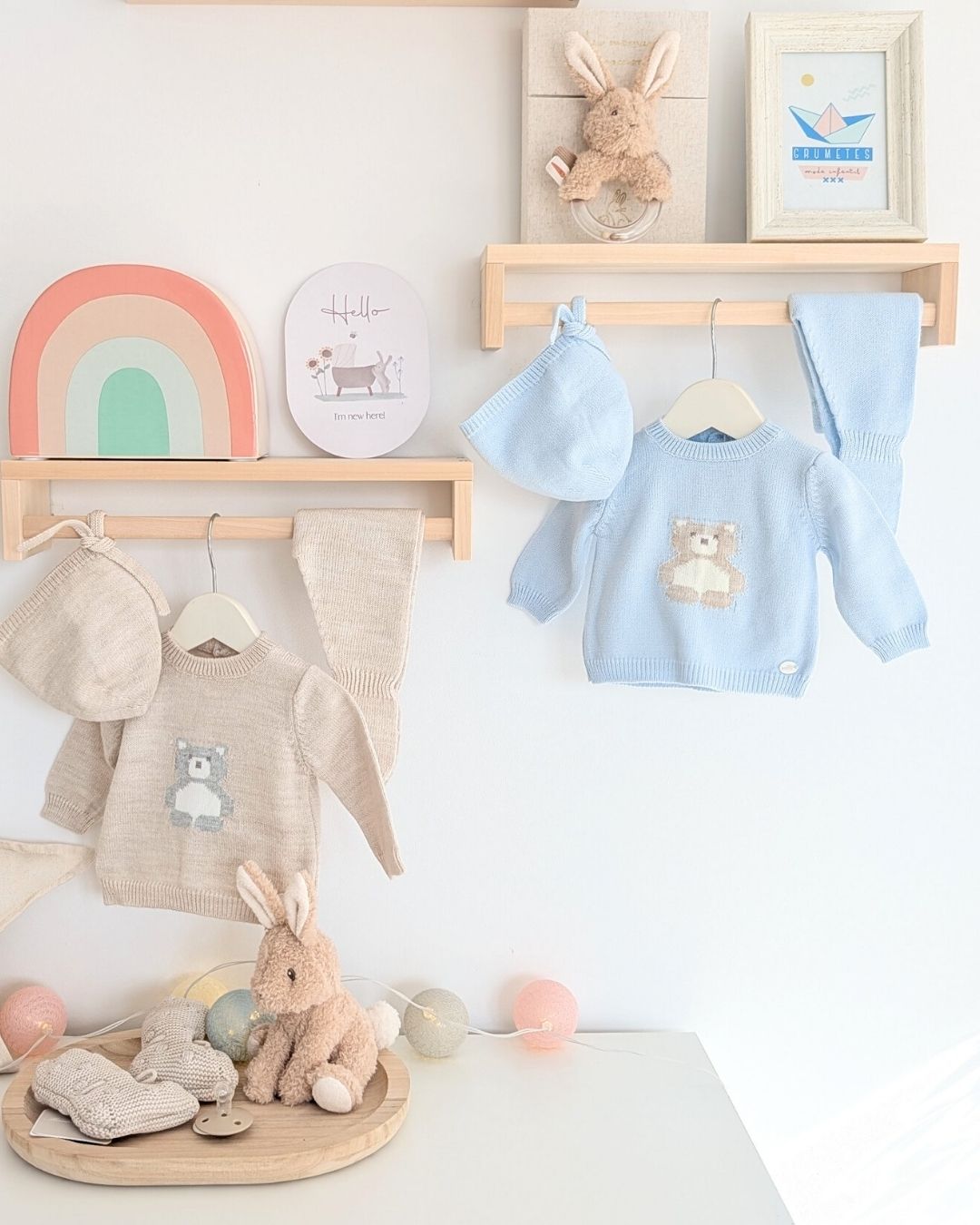 Conjunto Polaina Oso Preston Celeste Bebé - Martin Aranda