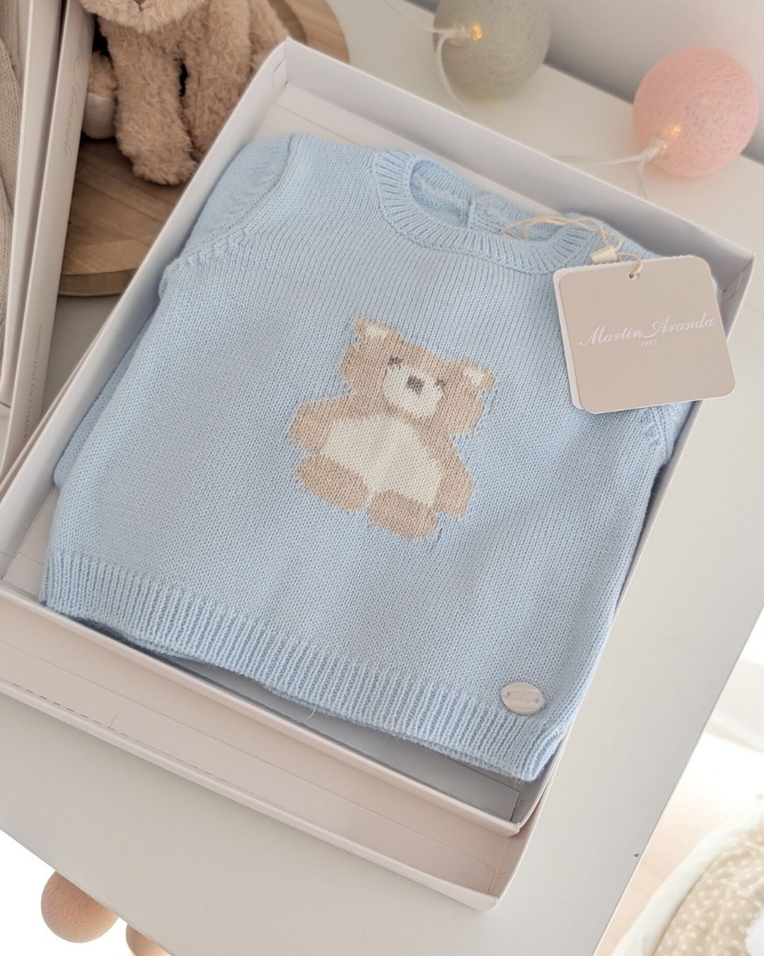 Conjunto Polaina Oso Preston Celeste Bebé - Martin Aranda