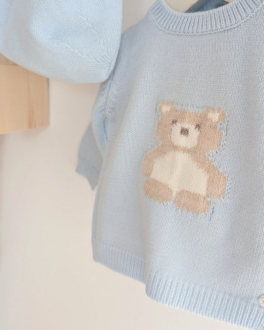 Conjunto Polaina Oso Preston Celeste Bebé - Martin Aranda