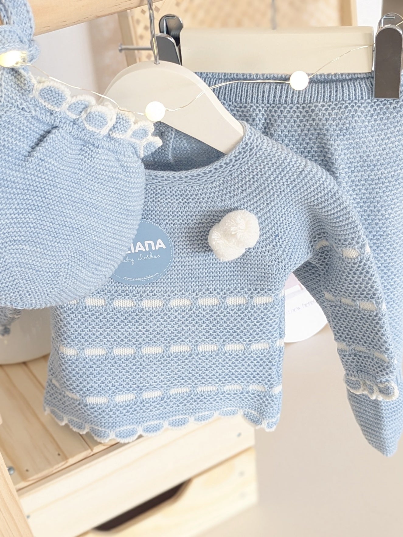 Conjunto Polaina Recogidas Azul y Crudo - Colección Piano de Juliana