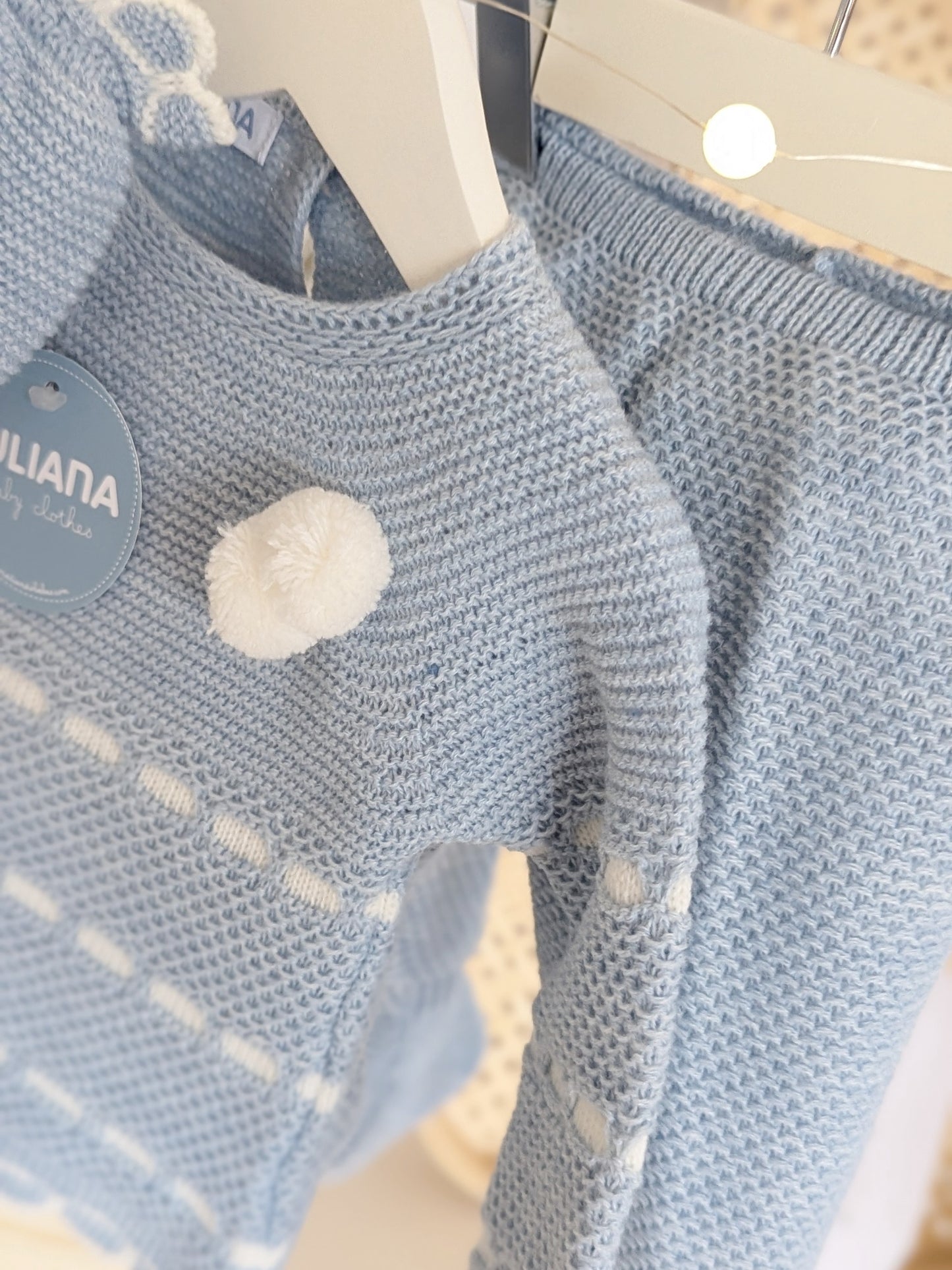 Conjunto Polaina Recogidas Azul y Crudo - Colección Piano de Juliana