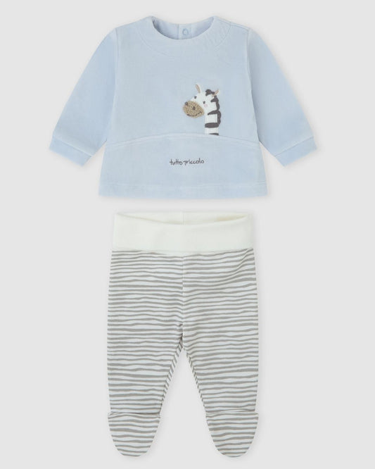 Conjunto Polaina Zebra Celeste - Tutto Piccolo