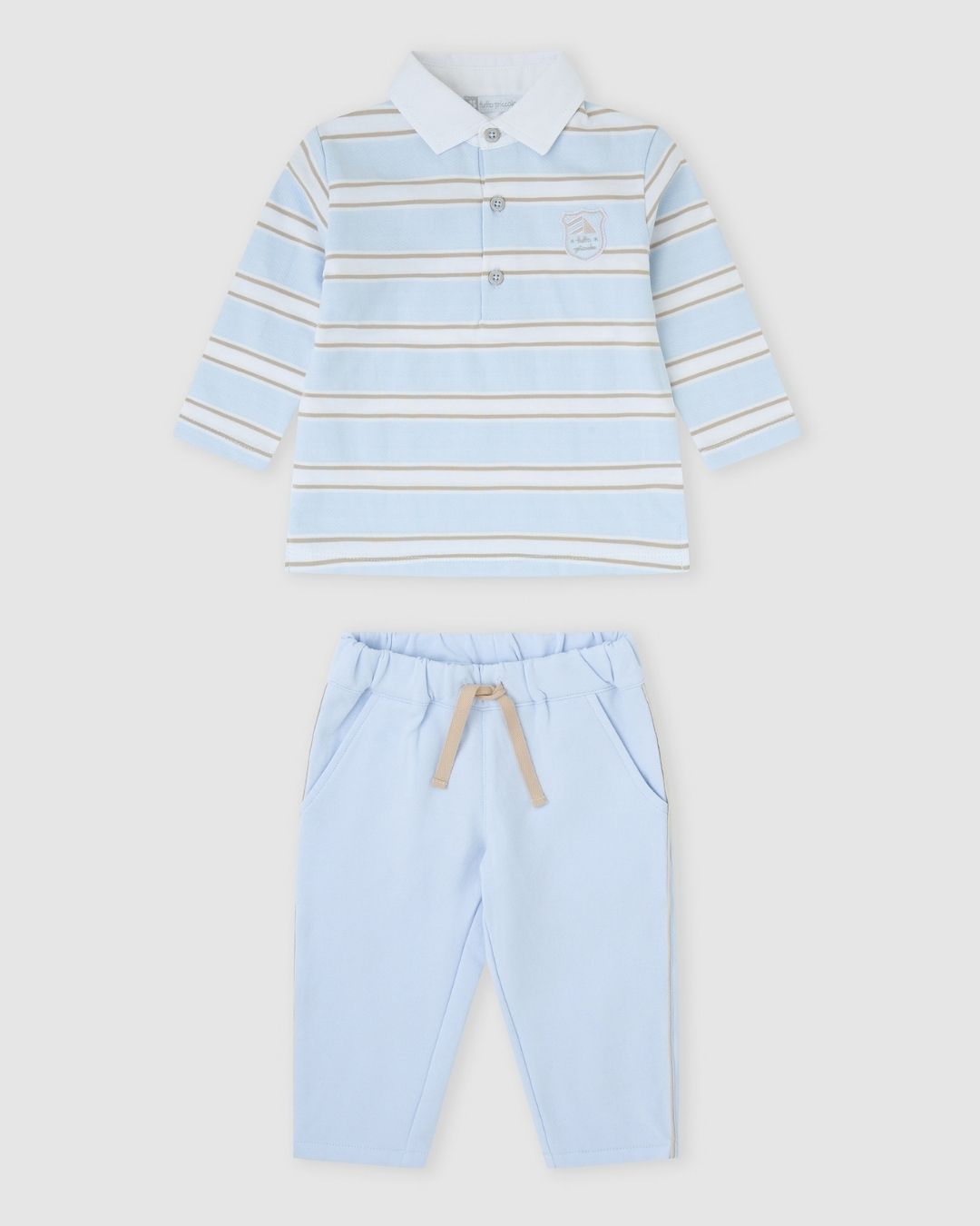 Conjunto Polo Rayas Celeste - Tutto Piccolo