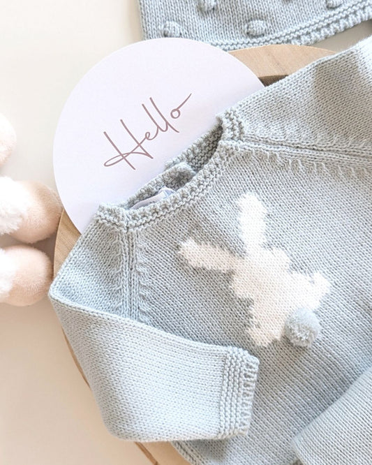 Conjunto Punto Bebé Verde Seda - Micolino