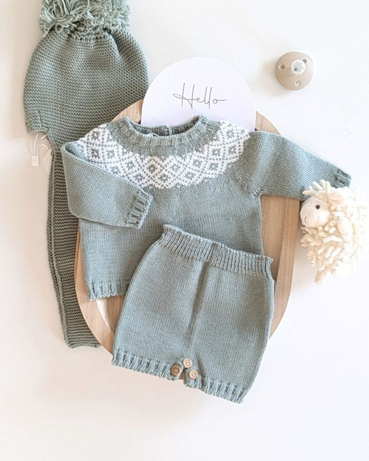 Conjunto Punto Con Gorro Musgo - Micolino