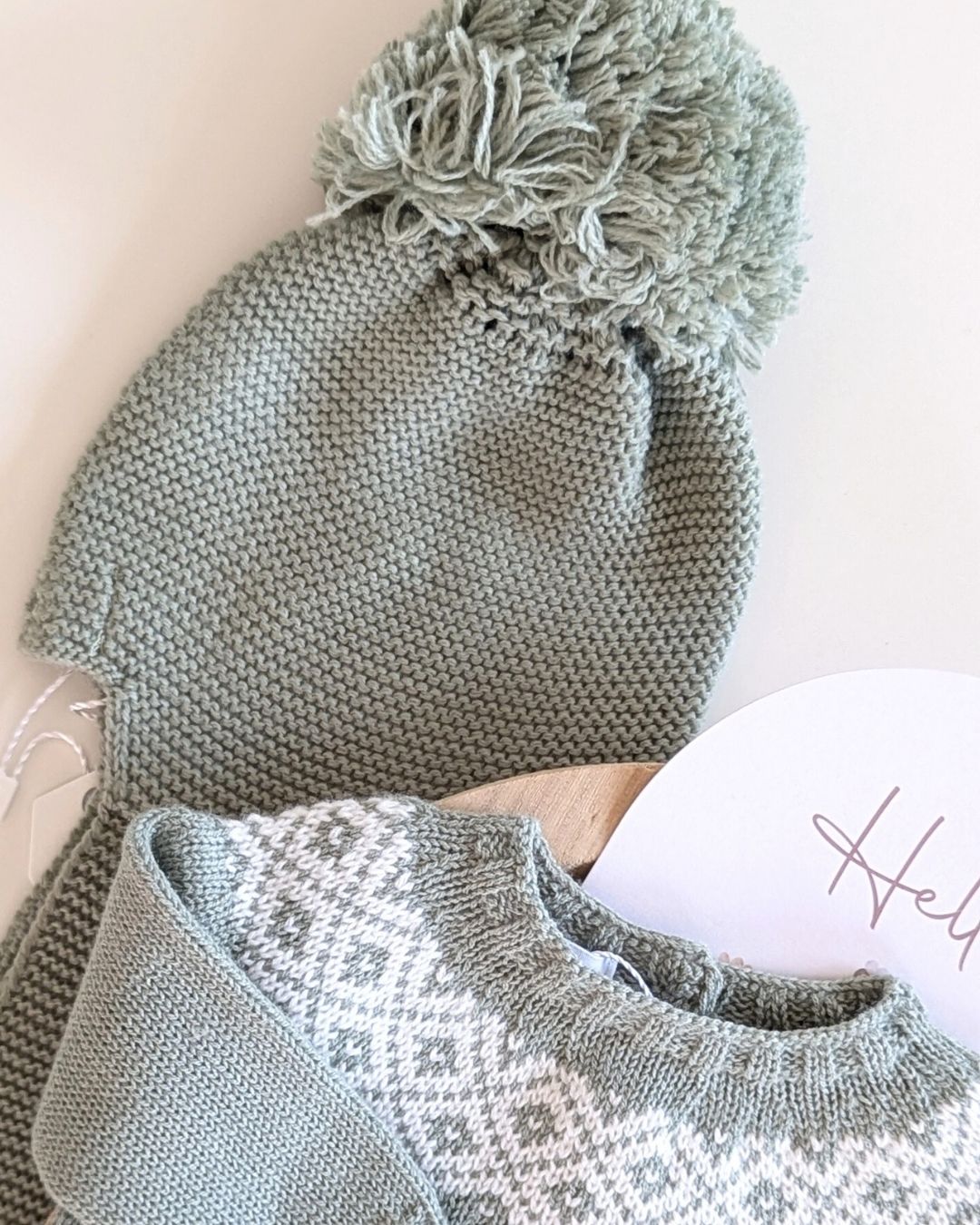 Conjunto Punto Con Gorro Musgo - Micolino