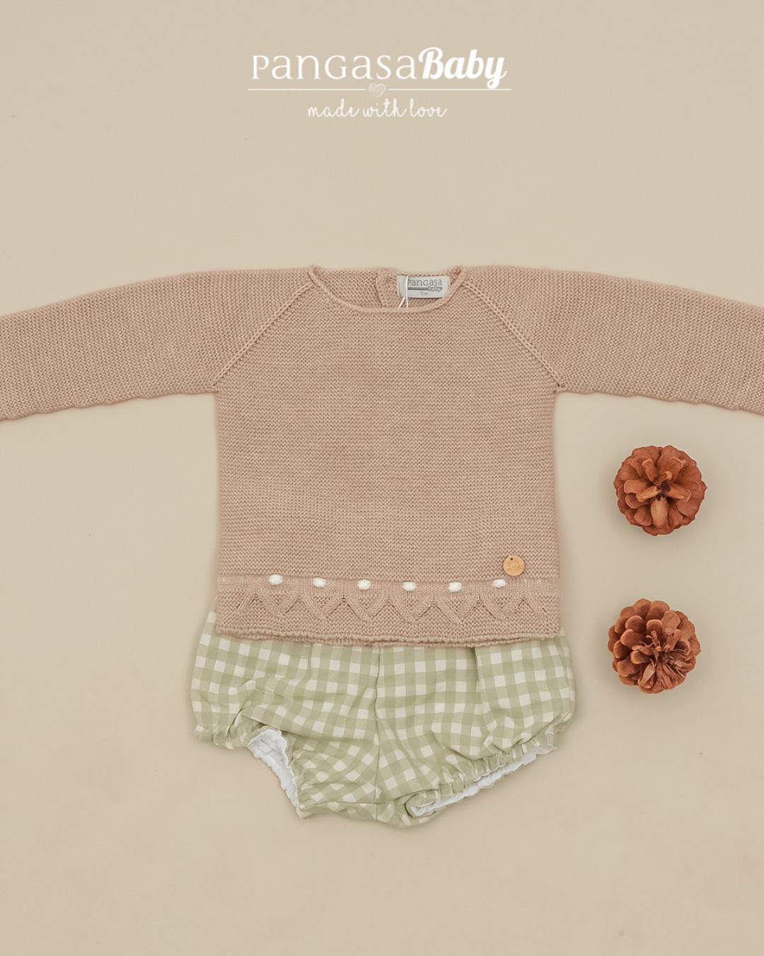 Conjunto Ranita Cuadros Arena - Pangasa Baby