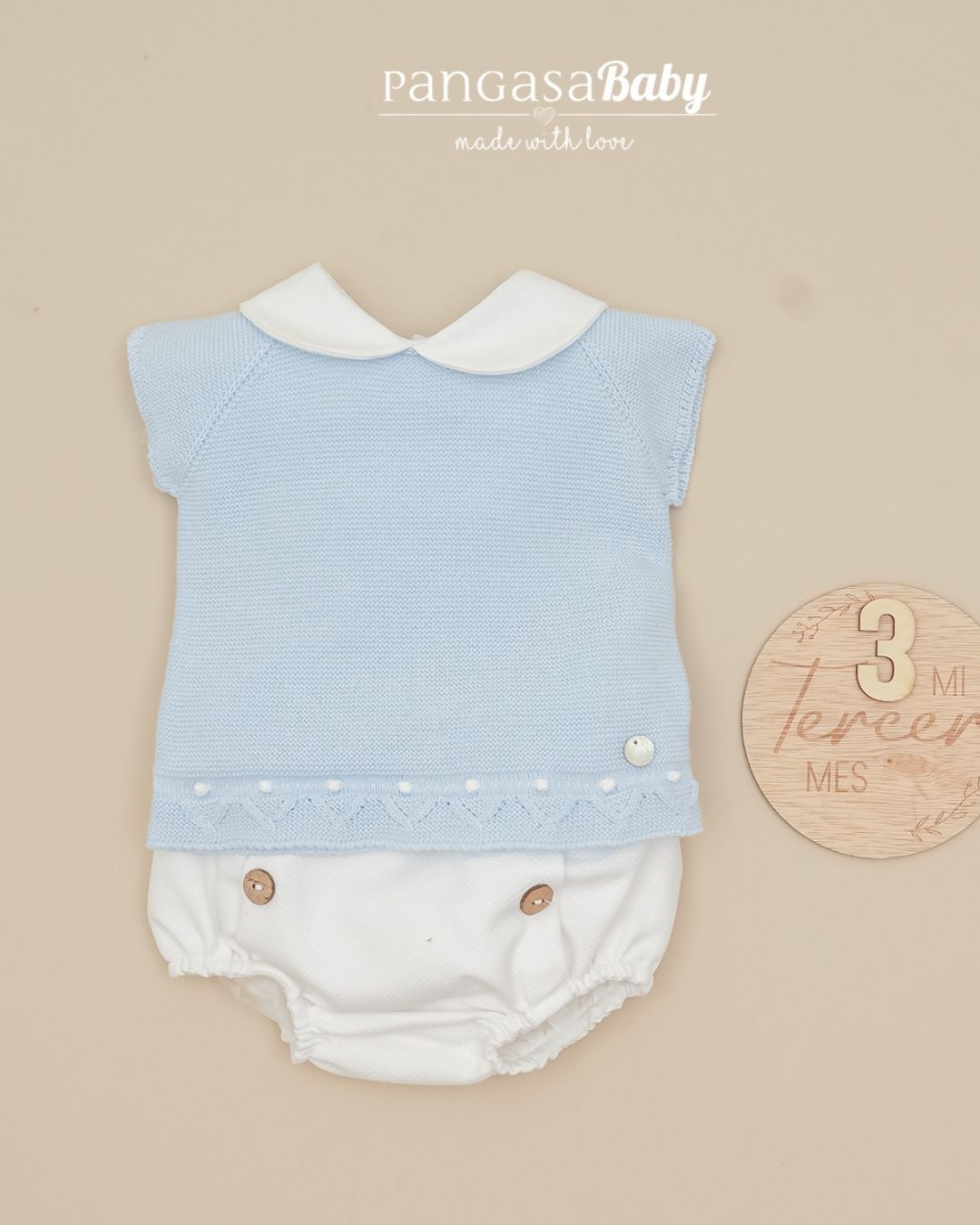 Conjunto Ranita Pique Celeste Bebé 2632110 - Pangasa Baby