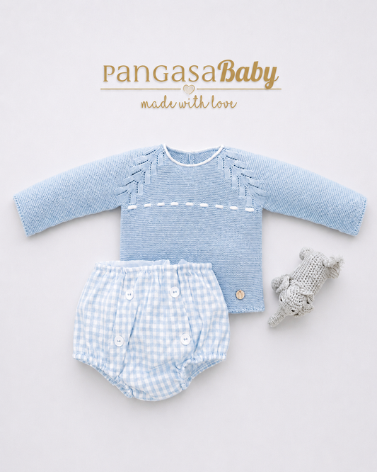 Conjunto Ranita Soft Celeste Empolvado - Soft Collection Pangasa Baby