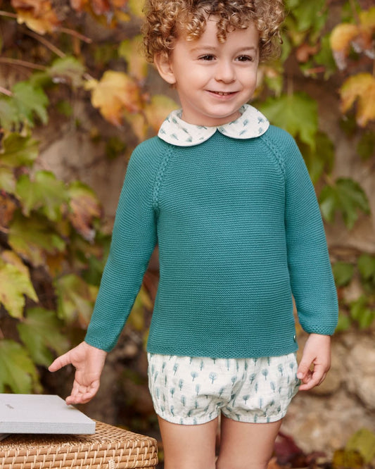 Conjunto Bebé Niño Pantalon Arbolitos Verde Baltico 25587 - Colección Oda de Juliana