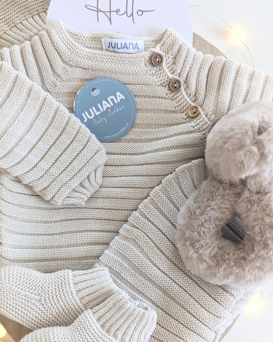 Conjunto Bebé 4 Piezas Lines Crema 25550 - Colección Sonata de Juliana
