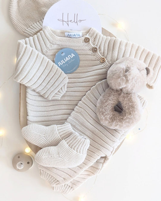 Conjunto Bebé 4 Piezas Lines Crema 25550 - Colección Sonata de Juliana