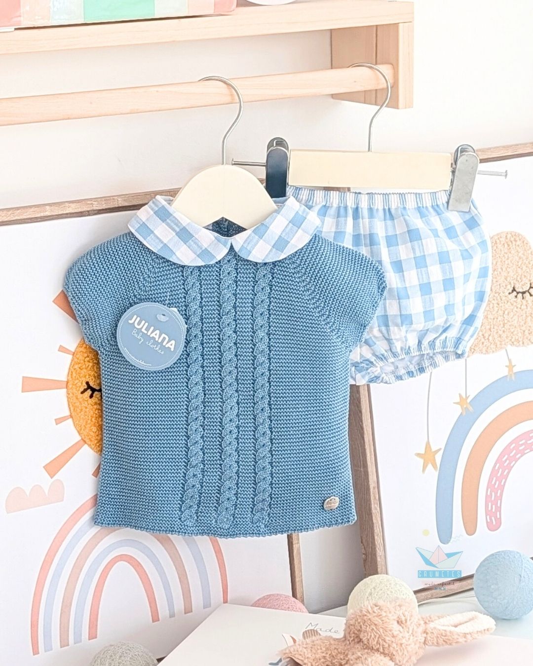 Conjunto Bebé Cuadro Vichy 🌿 Colección Eucalipto - Juliana