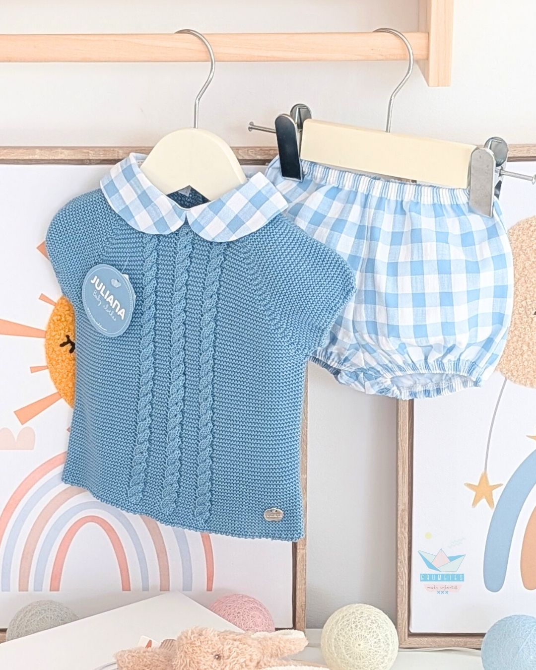 Conjunto Bebé Cuadro Vichy 🌿 Colección Eucalipto - Juliana