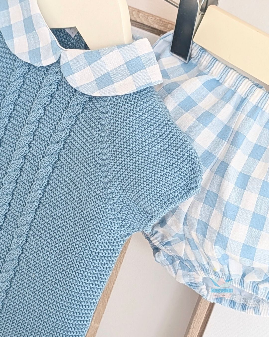 Conjunto Bebé Cuadro Vichy 🌿 Colección Eucalipto - Juliana