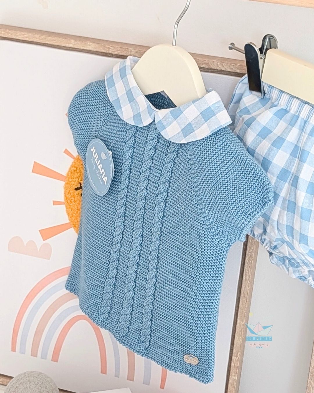 Conjunto Bebé Cuadro Vichy 🌿 Colección Eucalipto - Juliana