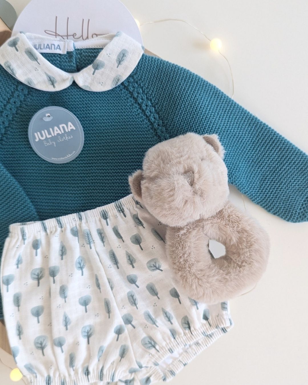 Conjunto Bebé Niño Pantalon Arbolitos Verde Baltico 25587 - Colección Oda de Juliana